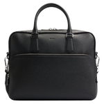 This Crosstown Italian Leather Black Document Case by BOSS has a front zip pocket and main compartment with a dual zip.
