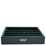 The WOLF 1834 Green Analog/Shift Vintage Watch Strap Tray has been crafted out of grained vegan leather.