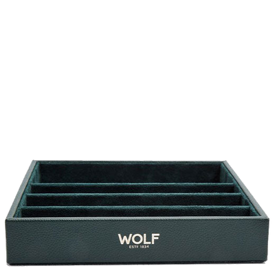wolf 1834 ananlog shift vintage green watch strap tray