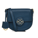 Radley's Saddle Street Flapover Dark Blue Cross Body Bag has a detachable key fob.