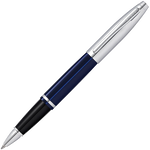 This Polished Blue Lacquer & Chrome Calais Rollerball Pen was designed by Cross.