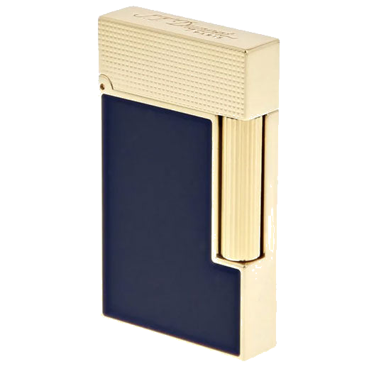 s t dupont paris ligne 2 cling blue lacquer yellow gold lighter