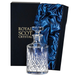 This Royal Scot Crystal London 50cl Round Spirit Decanter will be presented inside a blue gift box.