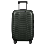 Samsonite's Proxis Spinner Expandable Carry On, Matt Climbing Ivy 55 cm has four spinner wheels that all have the Samsonite brand logo engraved.