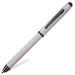 This Cross Tech3+ Brushed Chrome Multi-Function Ballpoint Pen has an engraved pattern all over with black trims to contrast.