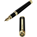 montegrappa zero black yellow gold fountain pen with steel nib flat