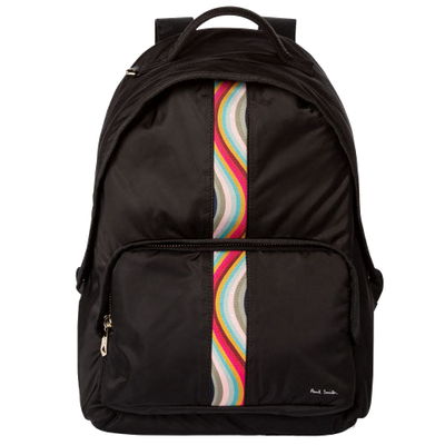 paul smith black nylon swirl detailing backpack