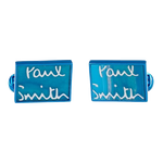 This Rectangular Blue Agate 'Signature' Logo Cufflinks by Paul Smith has been made from agate and has a beautiful blue shimmer.