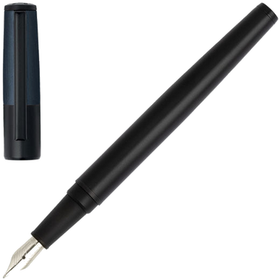 boss black navy gear minimal fountain pen