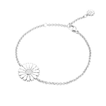 This Sterling Silver Daisy White Enamel Bracelet by Georg Jensen is a delicate bracelet with the centre Daisy embellishment that has been decorated in white enamel.