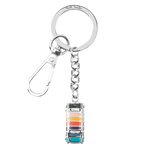 Paul Smith's Silver Artist Stripe Mini Keyring has a striped enamel inlay on the Mini car charm with contrasting polished silver trims.