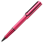 This LAMY AL-Star Fiery Special Edition Rollerball Pen has a metallic surface with a smooth barrel and cap.