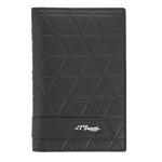 This Firehead Soft Leather Passport Holder in Black by S.T. Dupont has a geometric pattern on the leather.