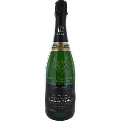laurent perrier vintage 2004 corporate celebration bottle engraving logo roman outline font 5512c043e134e4593ff1c2eb918e4023