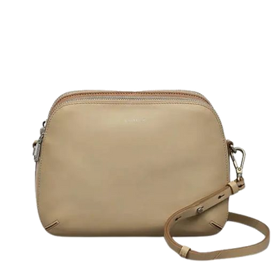 1 dukes place stone leather medium ziptop cross body bag 110669