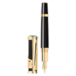 This Montblanc Patron of Art Henry E. Steinway 4810 Fountain Pen is made with black precious lacquer and gold-plated trims.