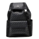 This Icon Monogram Print Faux Leather Backpack by BOSS has a flap lid closure into the main compartment.