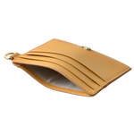 The central slip pocket of the Pockets Pecan Small Card Holder has beige lining.