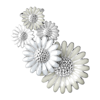 georg jensen large single right daisy ear cuff white enamel