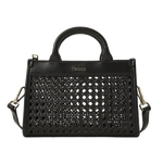 The Sandy Black Faux Leather Woven Mini Tote Bag by BOSS.
