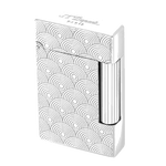 This Initial Cinatique Guilloche Palladium Lighter by S.t. Dupont has the brand name along the top edge with precision and luxury.