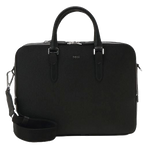 This BOSS Moonstruck Black Leather Document Case is made with saffiano leather and polished silver hardware.