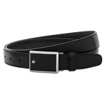 Full view of the Montblanc black saffiano leather belt.