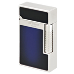This S.T. Dupont Pairs Sunburst Blue Lacquer Le Grand Cling Lighter features a double ignition.