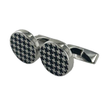 This pair of Hugo Boss cufflinks come with a silver and black pattern on the front.