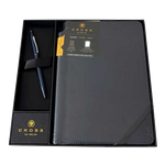 The navy Cross click ballpoint pen comes with a click top and silver trim on the clip.