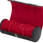 This The Year Of The Dragon Triple Watch Roll by WOLF 1834 has space for 3 watches and an interior compartment for small charms.