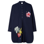Navy Embroidered Cotton Tunic By Paul Smith With 'Sea Floral' Design.
