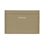 Signature Stripe 3 CC Leather Card Holder In Khaki By Paul Smith