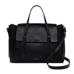 This Radley The Chancery Black Medium Flapover Grab Bag is made out of grained leather that has a soft feel and comes with matching leather straps.