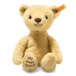 Steiff's Golden Brown My First Steiff Teddy Bear has been made with polyester.