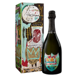 This Dom Perignon Vintage 2015 Special Edition Blue, Tribute to Jean-Michel Basquiat has a special pattern on the boxed packaging that aligns with the other 2 colours if you line them up.