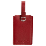 This Samsonite Red PU Leather Luggage Tag x2 is made out of polyurethane and has a polished silver buckle.