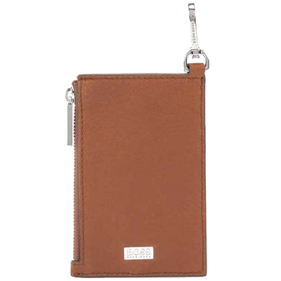 boss brown 5cc card holder with metal clasp