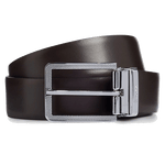 BOSS Greg Interchangeable Buckle Reversible Leather Belt with brown and black plain leather.