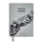 This Montblanc Meisterstück x Olympic Heritage #146 Lined Notebook is made out of saffiano printed leather in a grey colour with a special print on the front.