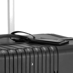 Luggage tag attached to the handles of the Montblanc #MY4810 black large trolley case.