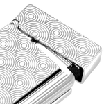 The perfect gift for smokers, the S.T. Dupont Initial Cinatique Guilloche Palladium Lighter bears a circular pattern engraved on the front and back.