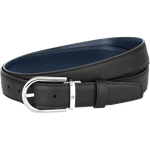 This is the Montblanc Business Line Horseshoe Polished Palladium Pin Buckle Reversible Belt.