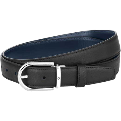 montblanc bussiness line 32mm reversible belt with horseshoe buckle