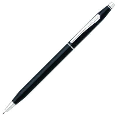 1 classic century black lacquer 0.7mm mechanical pencil with chrome trim at0083 77