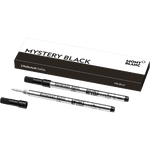 Box of 2 official Montblanc Mystery Black rollerball refills.
