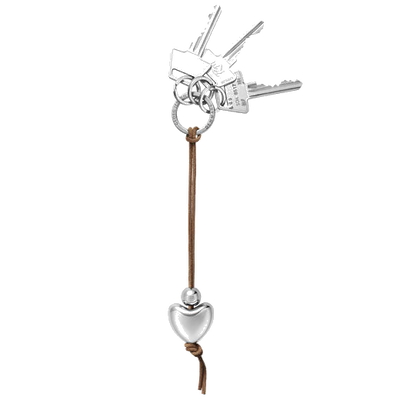 georg jensen heart keyring withleather strap in use