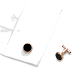 This pair of Montblanc cufflinks are circular in shape.