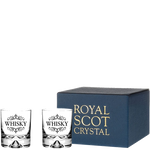 These Dimple Base 2 x 28cl 'Whisky' Engraved Large Tumblers will be presented inside a Royal Scot Crystal gift box.