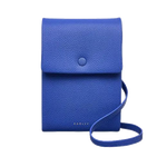 Radley's Mallow Street Yves Blue Leather Phone Cross Body Bag is made from cowhide leather with a grained texture and slight padding.